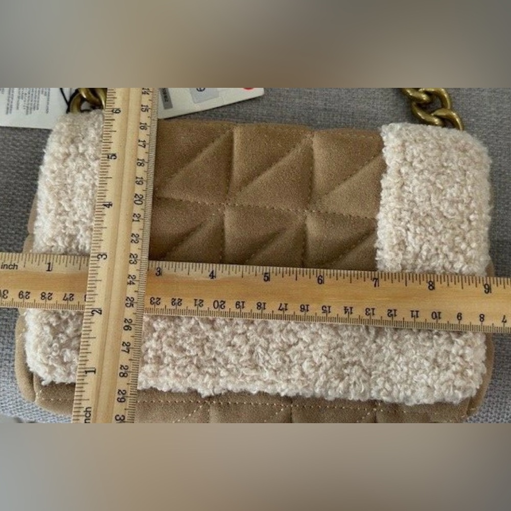 Zara Beige Quilted Leather Fleece Handbag - Picture 13 of 13